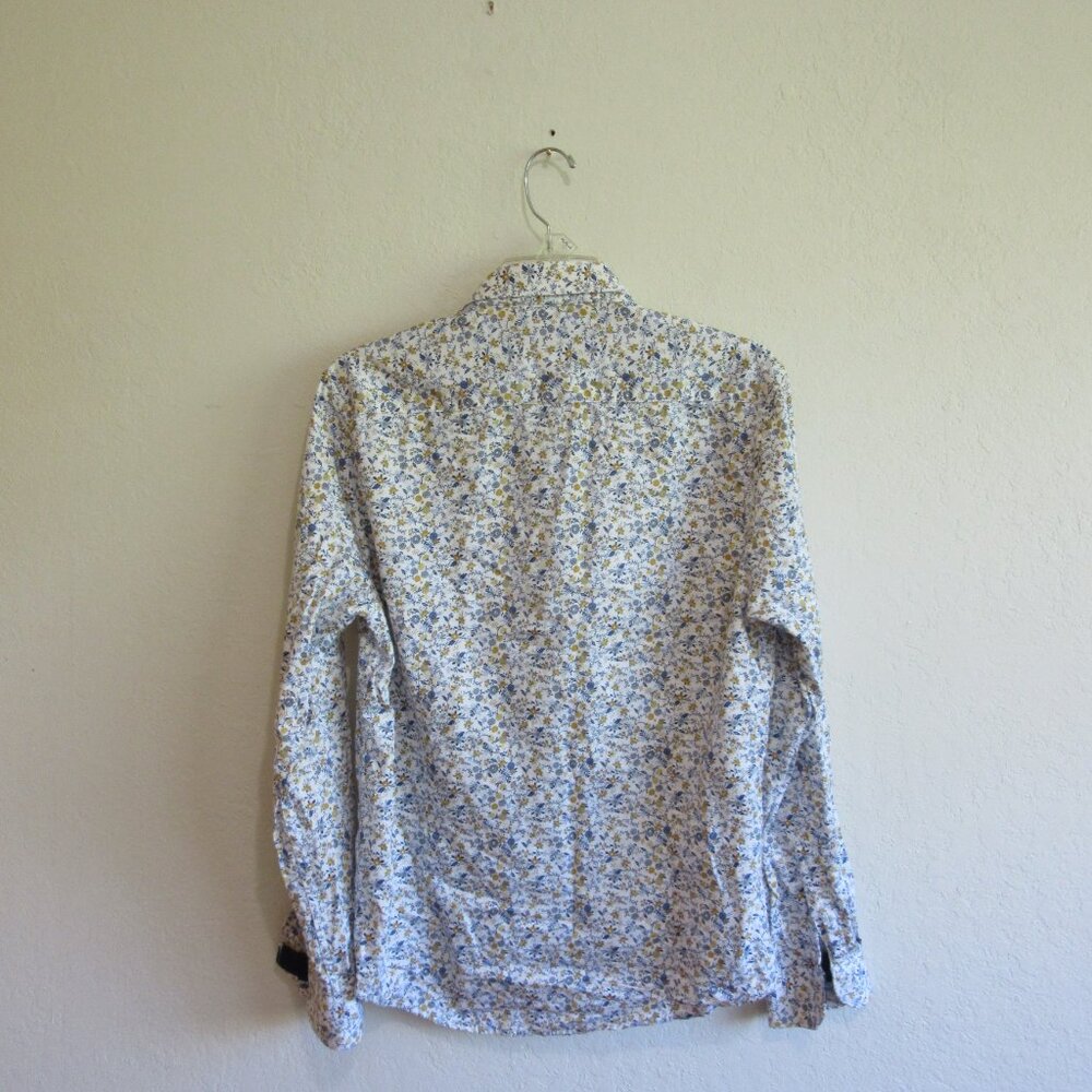 Denim & Flower Ricky Singh Floral Pattern Blue M Long Sleeve Casual Shirt - Picture 3 of 4